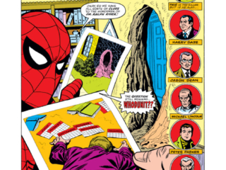Amazing Spider-Man #171, pg. 1; pencils, Ross Andru; inks, Mike Esposito; Stan Lee Presents Photon Is Another Name For?, Dr. Ralph Rider, Harry Daze, Jason Dean, Michael Lincoln, Peter Parker, Franklin Risk, Len Wein, splash page