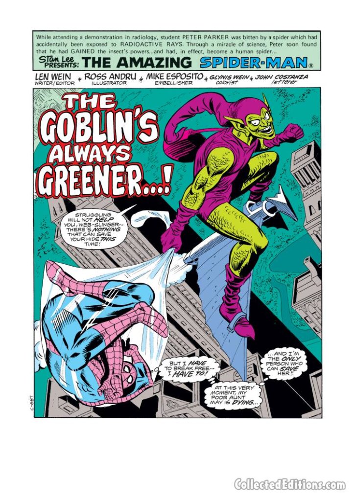 Amazing Spider-Man #179, pg. 1; pencils, Ross Andru, Green Goblin