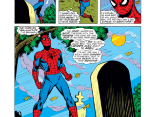 Amazing Spider-Man #181, pg. 16; pencils, Sal Buscema; inks, Mike Esposito; Ben Parker gravesite tombstone