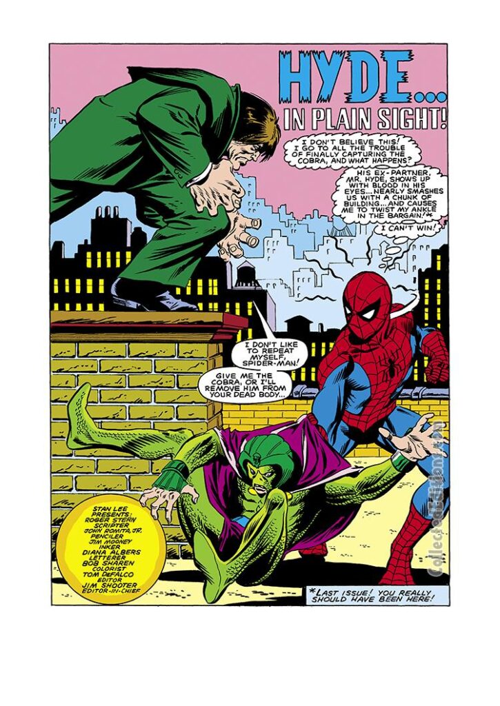 Amazing Spider-Man #232 pg. 1; pencils, John Romita Jr.; Mister Hyde