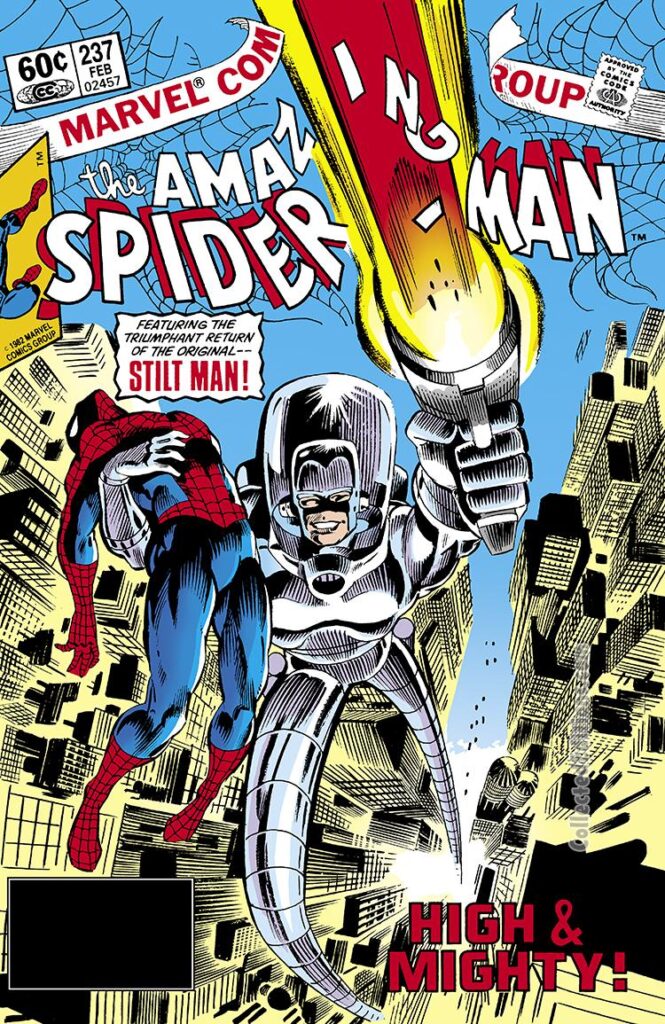 Amazing Spider-Man #237 cover; pencils, Ed Hannigan; Stilt Man