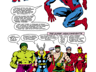 Amazing Spider-Man Annual #15, pg. 39; layouts, Mark Gruenwald; pencils and inks, Bob Layton; Just How Strong Is Spider-Man?