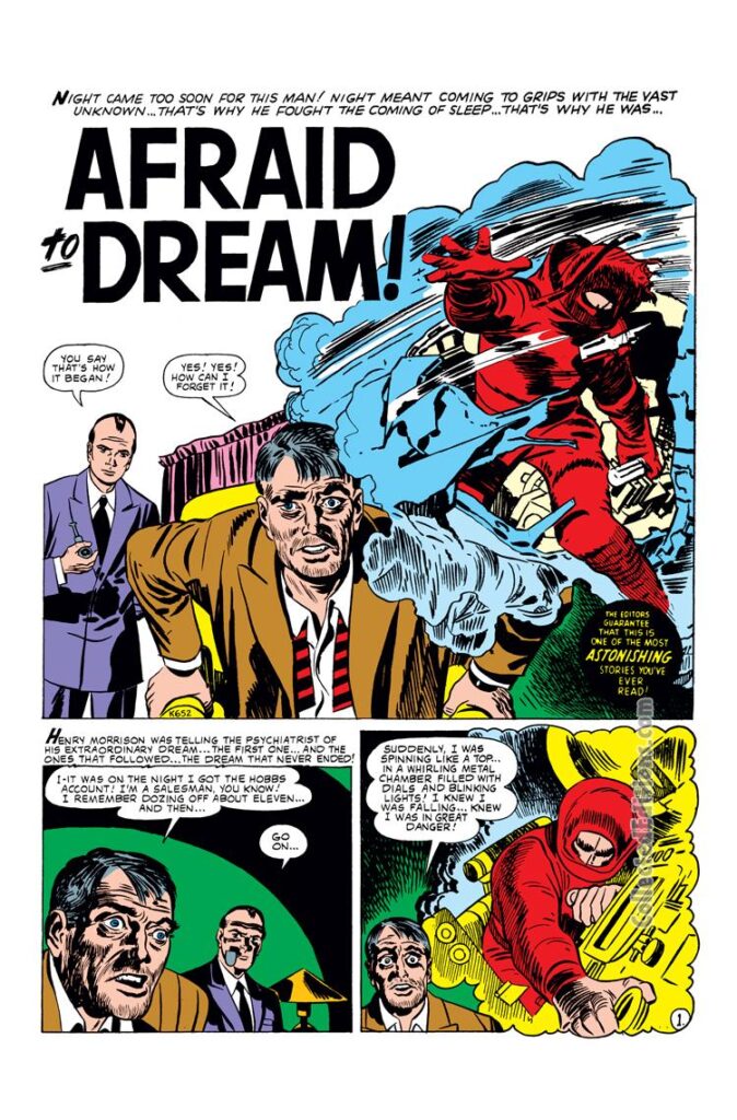 Astonishing #56. "Afraid to Dream!", pg. 1. Jack Kirby Atlas Era.