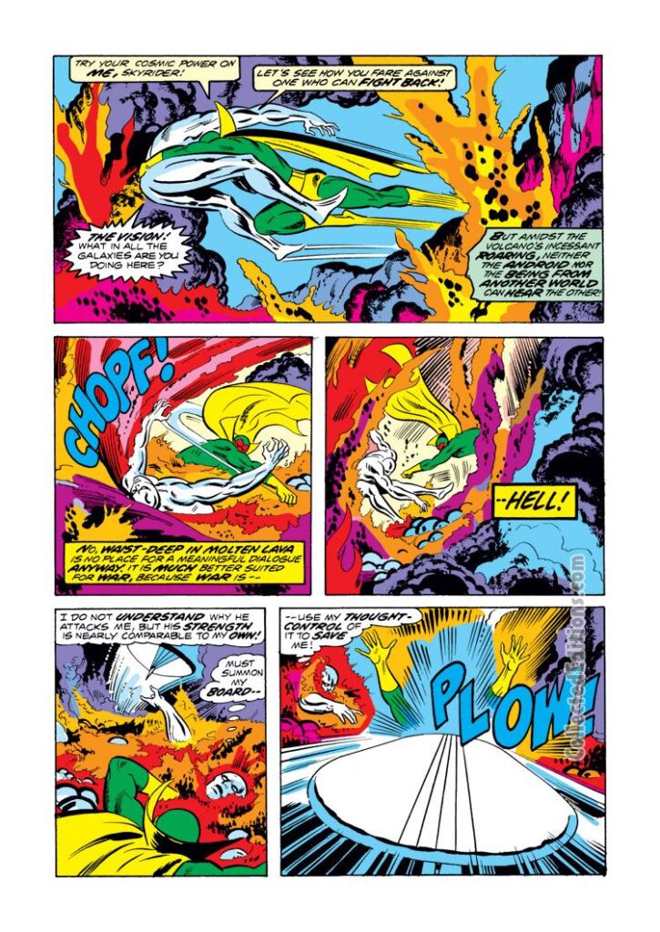 Avengers #116, pg. 16; pencils, Bob Brown; inks, Mike Esposito; Loki, Vision, Silver Surfer, Avengers/Defenders War