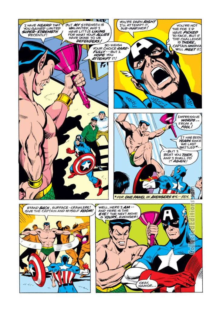 Avengers #117, pg. 12; pencils, Bob Brown; inks, Mike Esposito; Sub-Mariner, Captain America