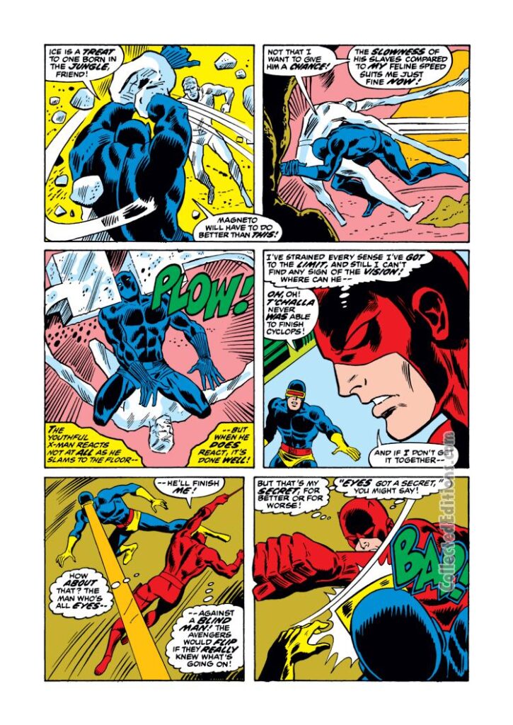 Avengers #111, pg. 17; pencils, Don Heck; inks, Mike Eaposito; Daredevil, the X-Men, Cyclops, Black Panther