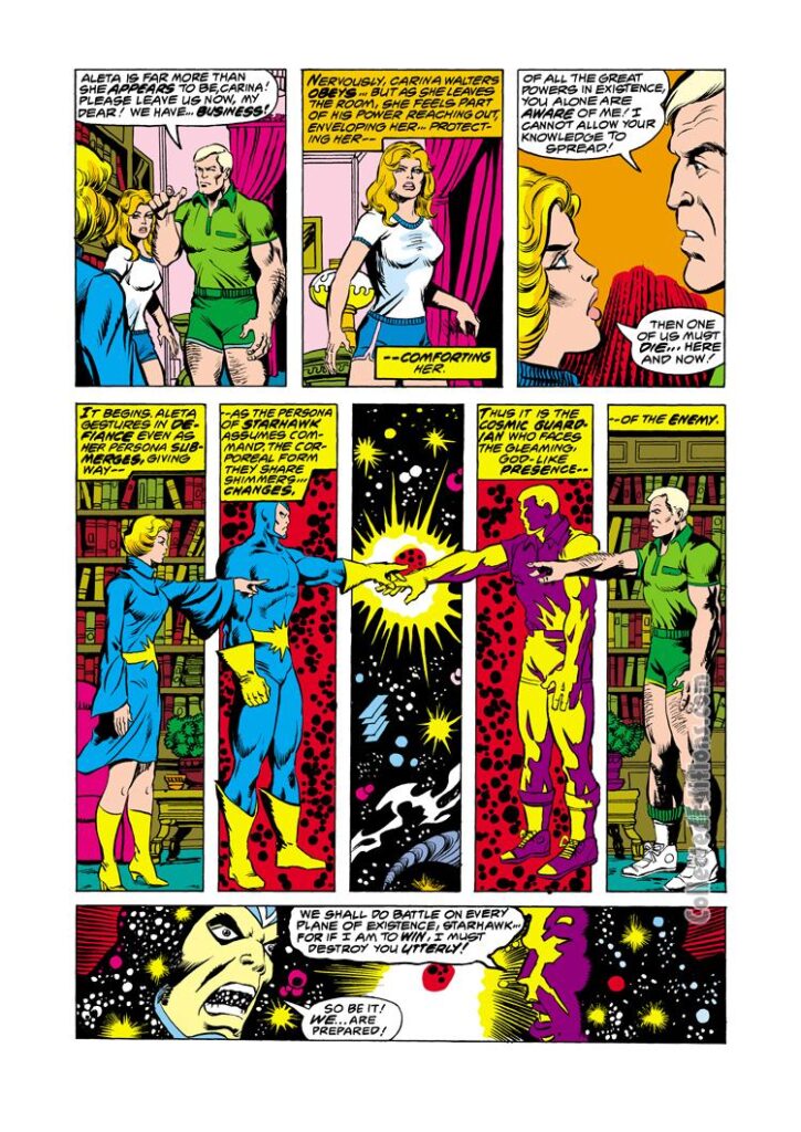 Avengers #168, pg. 10; pencils, George Pérez; inks, Pablo Marcos; Starhawk/Guardians of the Galaxy