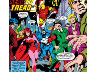 Avengers #171, pg. 1; pencils, George P&eacute;rez; inks, Pablo Marcos; Where Angels Fear to Tread splash