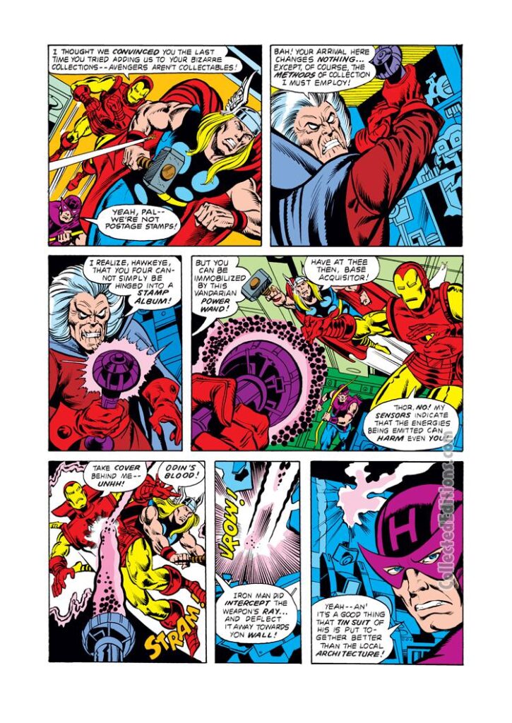 Avengers #174, pg. 2; pencils, Dave Wenzel; inks, Pablo Marcos; The Collector