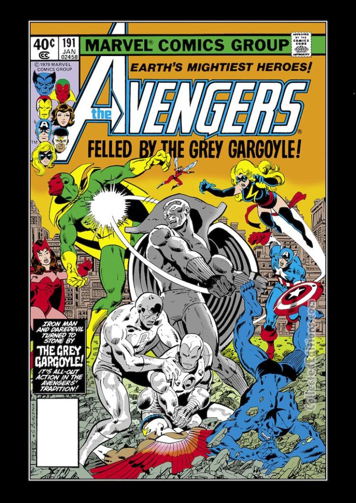 Avengers #191 cover; pencils, John Byrne; inks, Dan Green; Grey Gargoyle