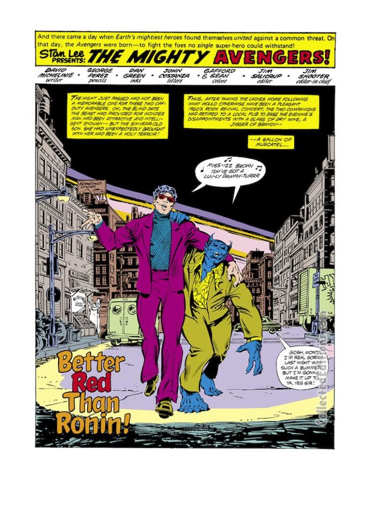 Avengers #198, pg. 1; pencils, George Pérez; Wonder Man/The Beast