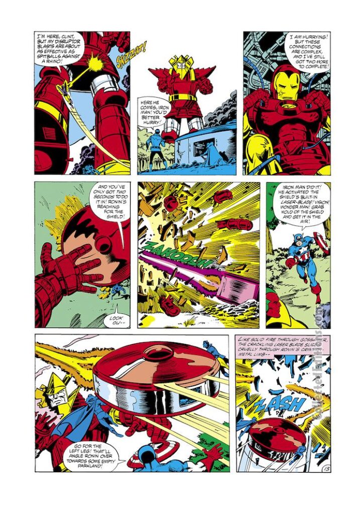 Avengers #199, pg. 13; pencils, George Pérez; inks, Dan Green; Iron Man/Red Ronin