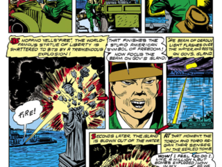 All Winners Comics #4, pg. 7; "The Terror of the Slimy Japs!"; Carl Burgos, World War II, Statue of Liberty demolished, fifth columnists, Axis Powers, Human Torch