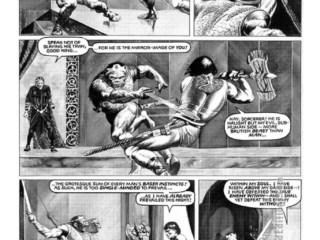 Bizarre Adventures #26, pg. 55; King Kull, pencils and inks, John Bolton, Doug Moench, black and white magazine