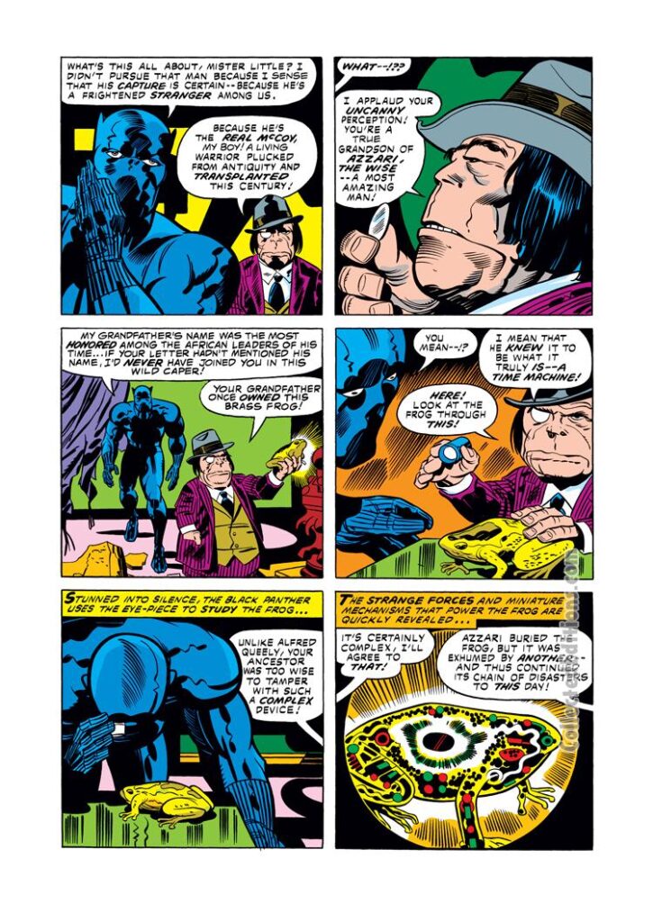 Black Panther #1, pg. 6; pencils, Jack Kirby; inks, Mike Royer; King Solomon's Frog, Mister Little