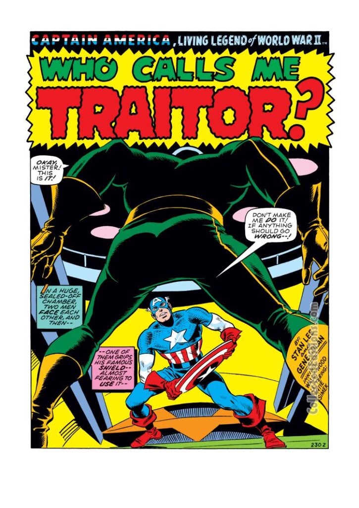 Captain America #127, pg. 1; pencils, Gene Colan; inks, Wally Wood; Who Calls Me Traitor, Android X-4