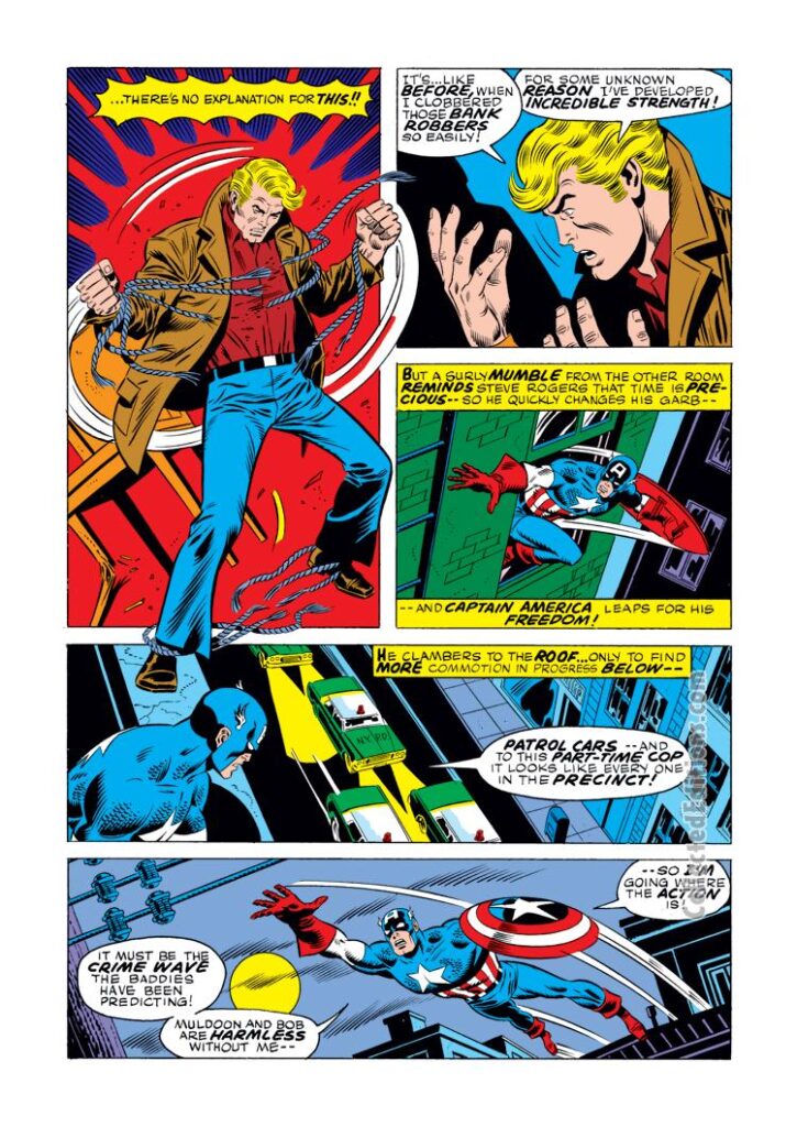 Captain America #159, pg. 4; pencils, Sal Buscema; inks, John Verpoorten; Steve Rogers
