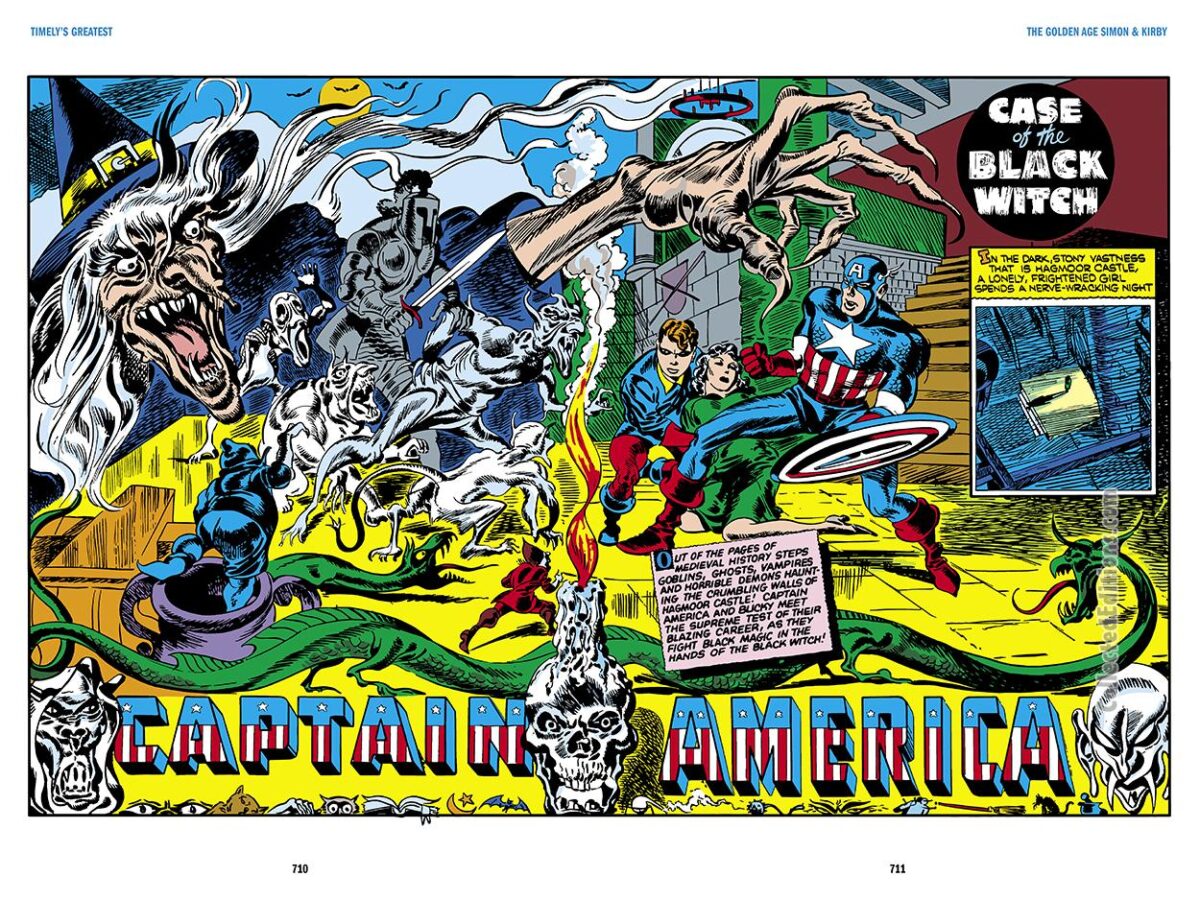Captain America Comics #8, pgs. 30-31; "Case of the Black Witch"; Jack Kirby/Joe Simon, double-page spread, Golden Age Timely Marvel