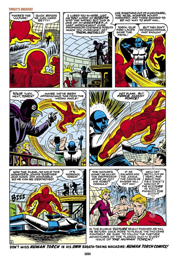 Captain America Comics #76, pg. 5; "The Human Torch", Carl Burgos, Toro, Atlas era heroes