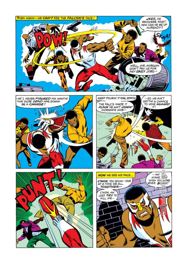 Captain America #169, pg. 3; pencils, Sal Buscema; inks, Frank McLaughlin; Falcon