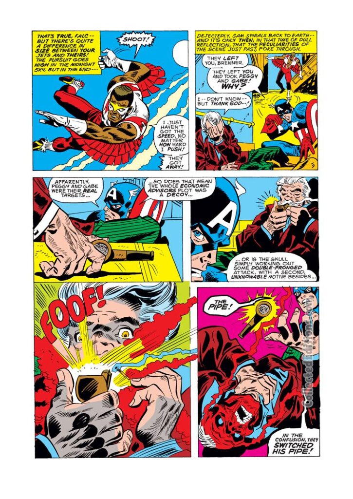 Captain America #185, pg. 10; pencils, Sal Buscema; inks, Frank Giacoia; Falcon, Steve Rogers