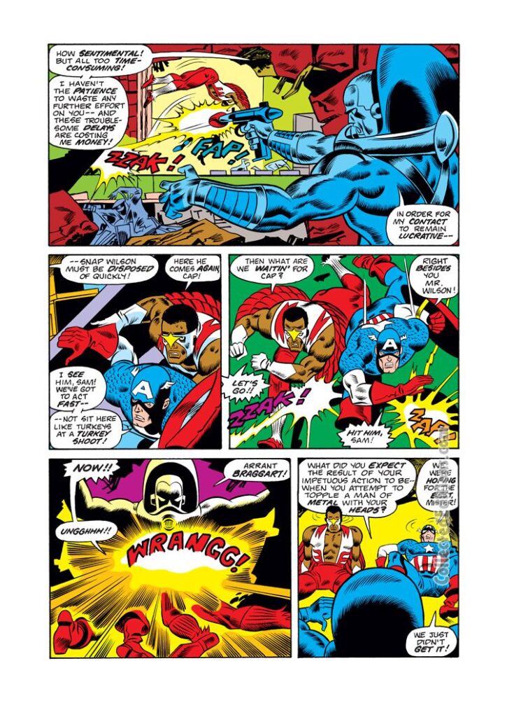 Captain America #191, pg. 13; pencils, Frank Robbins; inks, D. Bruce Berry; Falcon