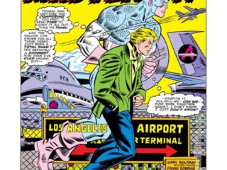 Captain America #192, pg. 1; pencils, Frank Robbins; inks, D. Bruce Berry; Mad-Flight, Steve Rogers