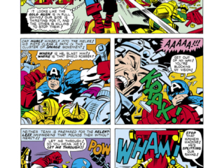 Captain America #196, pg. 13; pencils, Jack Kirby; Cap on a skateboard