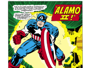 Captain America #203, pg. 1; pencils, Jack Kirby; Falcon/Sam Wilson/Alamo II