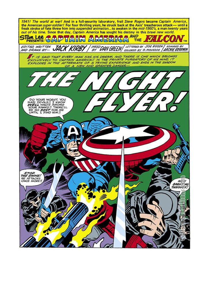 Captain America #213, pg. 1; pencils, Jack Kirby; inks, Dan Green; Night Flyer
