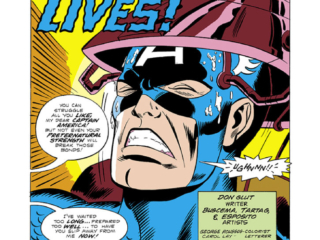 Captain America #220, pg. 1; pencils, Sal Buscema; The Ameridroid Lives