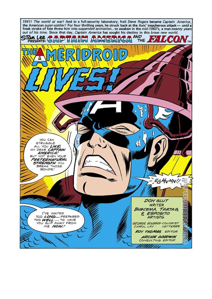 Captain America #220, pg. 1; pencils, Sal Buscema; The Ameridroid Lives
