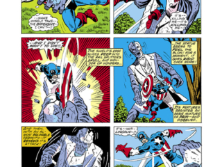 Captain America #222, pg. 15; pencils, Sal Buscema; Steve Rogers vs. Abraham Lincoln statue