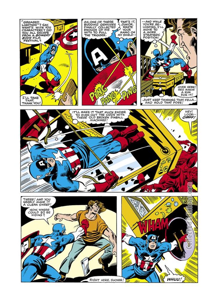 Captain America #240, pg. 9; layouts, Alan Kupperberg; inks, Don Perlin; Big Thunder, Coney Island Cruisers, Gang War, pinball machine,