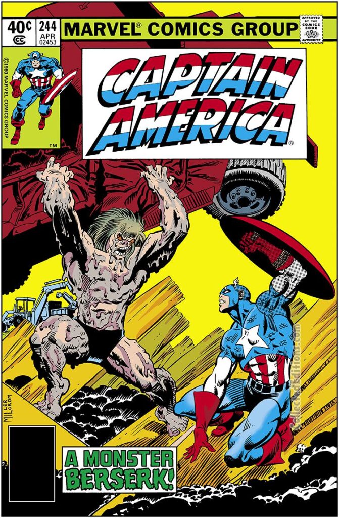 Captain America #244 cover; pencils, Frank Miller; inks, Al Milgrom; A Monster Berserk, Adonis