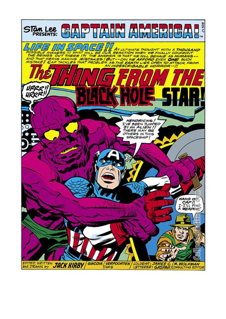 Captain America Annual #3, pg. 1; pencils, Jack Kirby; The Thing from the Black Hole Star