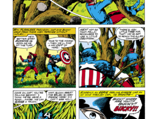 Bicentennial Battles #1, pg. 11; pencils, Jack Kirby; inks, Barry Windsor-Smith; Captain America/Bucky Barnes