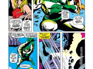 Captain Marvel #1, pg. 13; pencils, Gene Colan; inks, Vince Colletta; Carol Danvers, Mar-Vell; origin