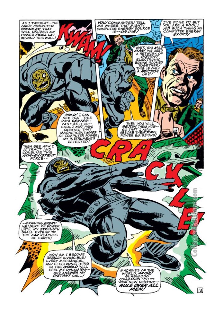 Captain Marvel #7, pg. 13; pencils, Don Heck; inks, John Tartaglione; Quasimodo; Colonel Yon-Rogg, Mar-Vell