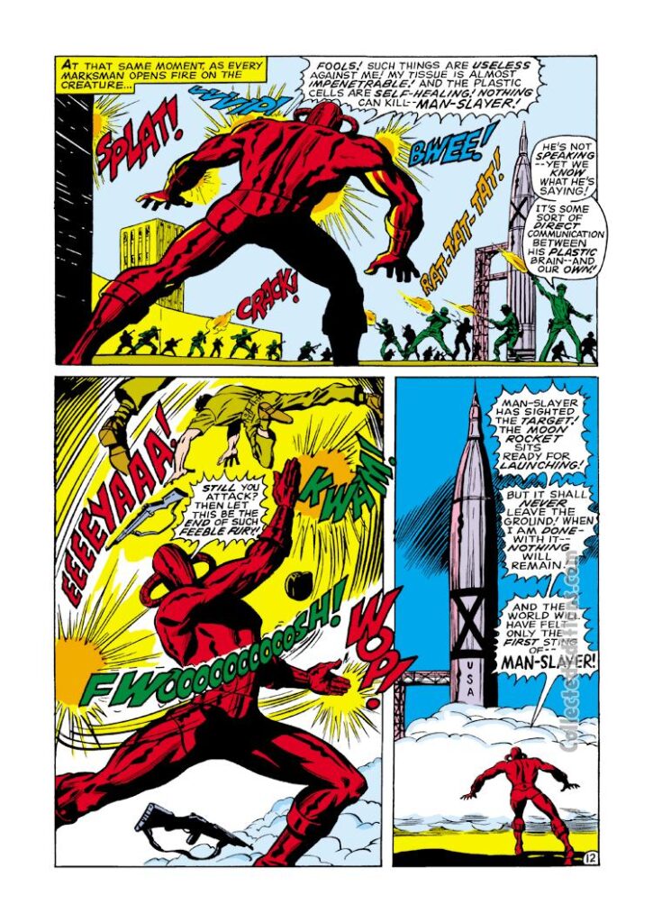 Captain Marvel #12, pg. 12; pencils, Dick Ayers; inks, Syd Shores; Mar-Vell, Man-Slayer