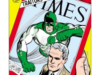 Captain Marvel #13, pg. 1; pencils, Frank Springer; inks, Vince Colletta; Stan Lee, Gary Friedrich, Time Magazine cover parody, Traitors or Heroes, Walter Lawson, Mar-Vell alter ego