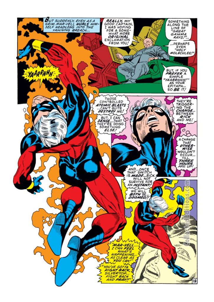 Captain Marvel #19, pg. 18; pencils, Gil Kane; inks, Dan Adkins; Mar-Vell