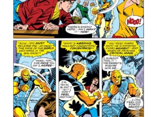 Captain Marvel #23, pg. 13; pencils, Wayne Boring; inks, Frank McLaughlin; Rick Jones, Mar-Vell, Megaton/Jules Carter, Lou-Ann Savannah