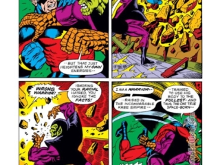 Captain Marvel #25, pg. 17; pencils, Jim Starlin; inks, Chic Stone; Super-Skrull, Mar-Vell