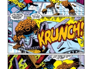 Captain Marvel #26, pg. 12; pencils, Jim Starlin; inks, Dave Cockrum; Thing, Mar-Vell