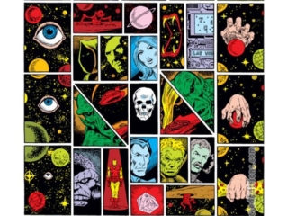 Captain Marvel #28, pg. 13; pencils, Jim Starlin; inks, Dan Green; Drax the Destroyer, psychedelic Jim Starlin layout, Thanos