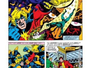 Captain Marvel #51, pg. 13; pencils, Al Milgrom; inks, Terry Austin; Mar-Vell, Rick Jones