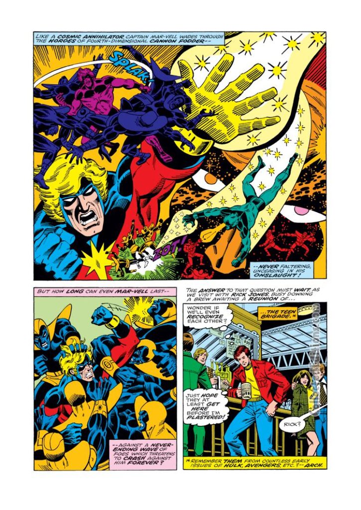 Captain Marvel #51, pg. 13; pencils, Al Milgrom; inks, Terry Austin; Mar-Vell, Rick Jones