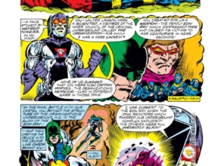 Captain Marvel #55, pg. 14; pencils, Pat Broderick; inks, Bob Wiacek; Death-Grip, Mar-Vell, Walter Lawson