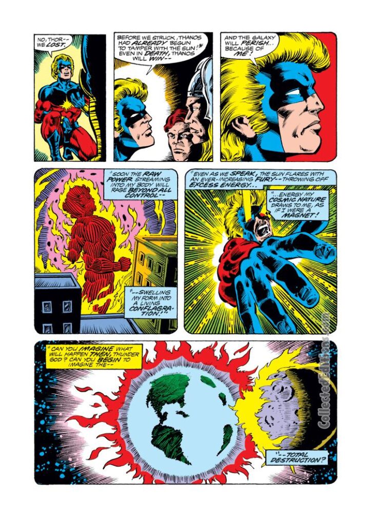 Captain Marvel #57, pg. 12; pencils, Pat Broderick; inks, Bob Wiacek; Mar-Vell, Thor